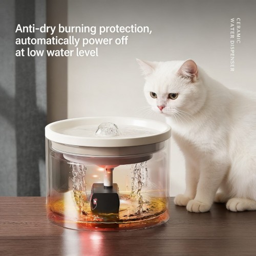 Cat Automatic Water Dispenser Mobile Silent Circulation Filter Pet Ceramic Water Feeder